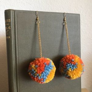 HANDMADE Dangle Pom Pom Earrings